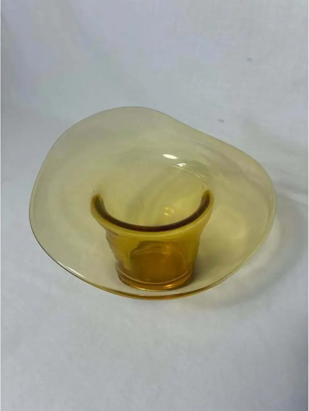 Amber top hat glass vase
